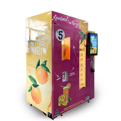 शॉपिंग मॉल वाणिज्यिक नारंगी रस वेंडिंग मशीन सिक्के और नोट्स स्वीकार्य