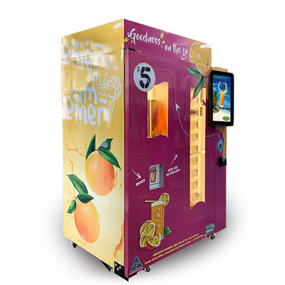 शॉपिंग मॉल स्वचालित ताजा संतरे का रस वेंडिंग मशीन सिक्का नकद भुगतान