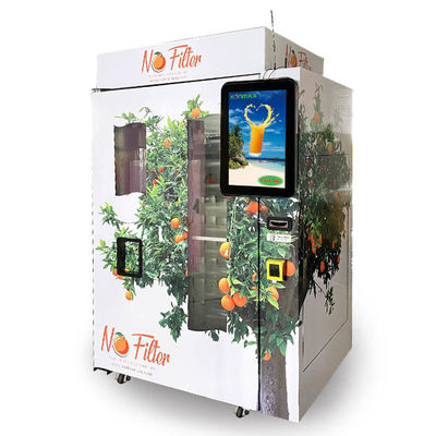 शॉपिंग मॉल स्वचालित ताजा संतरे का रस वेंडिंग मशीन सिक्का नकद भुगतान